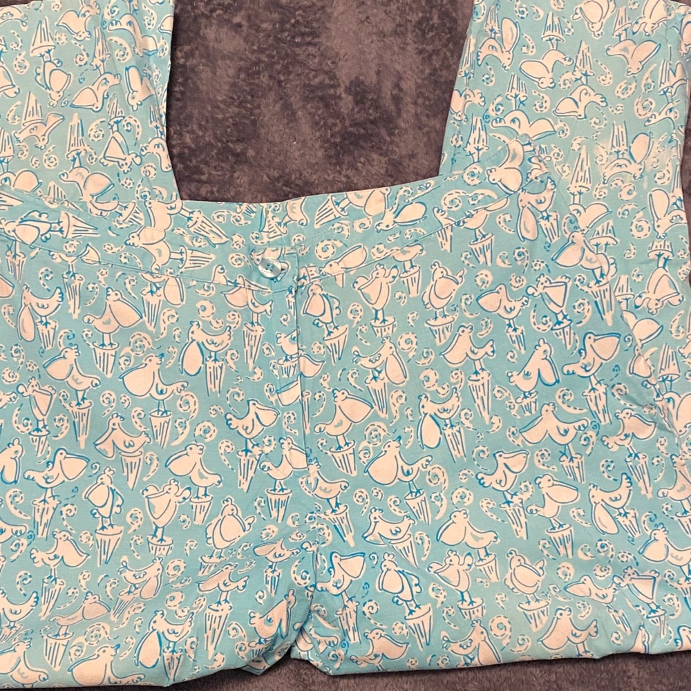 Lilly Pulitzer Light Blue Seagull Print Cropped Pants